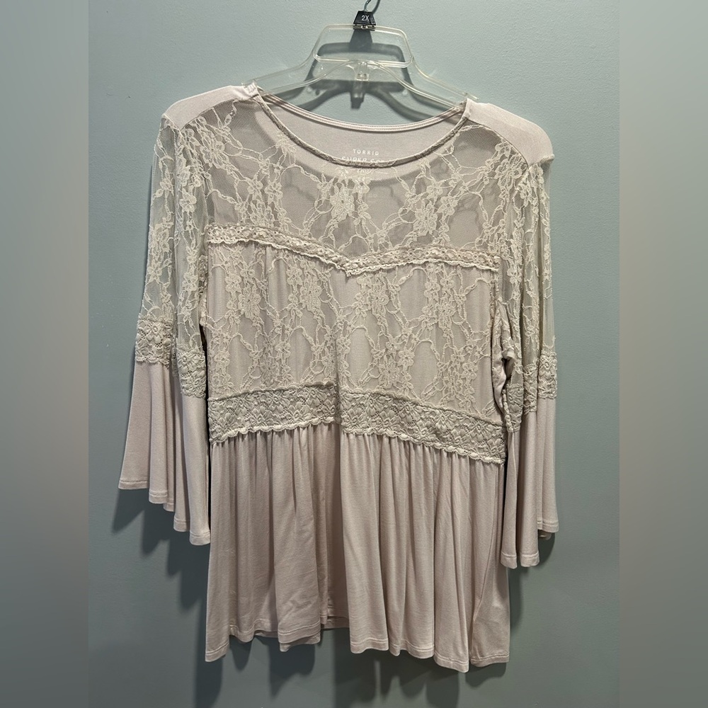Torrid Super Soft Babydoll Blouse with Lace Trim NWT